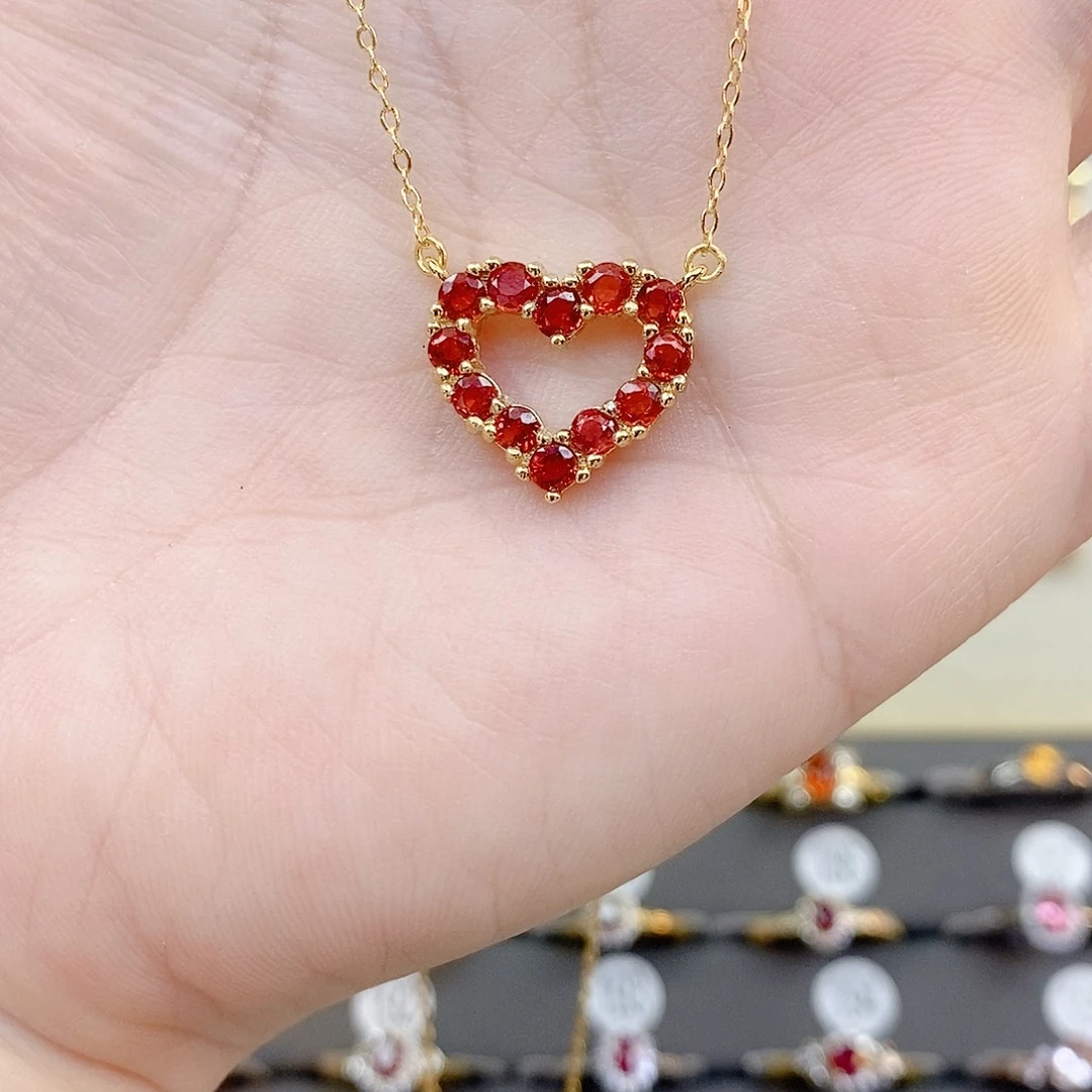 彩色蓝宝石颈饰银S925镶嵌