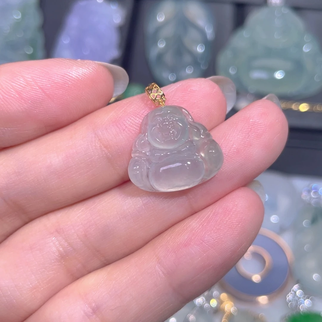 颈饰18K金镶嵌翡翠翡翠