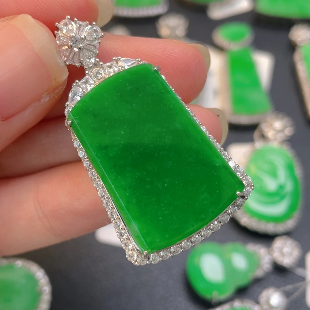 翡翠银S925镶嵌吊坠(不含链)