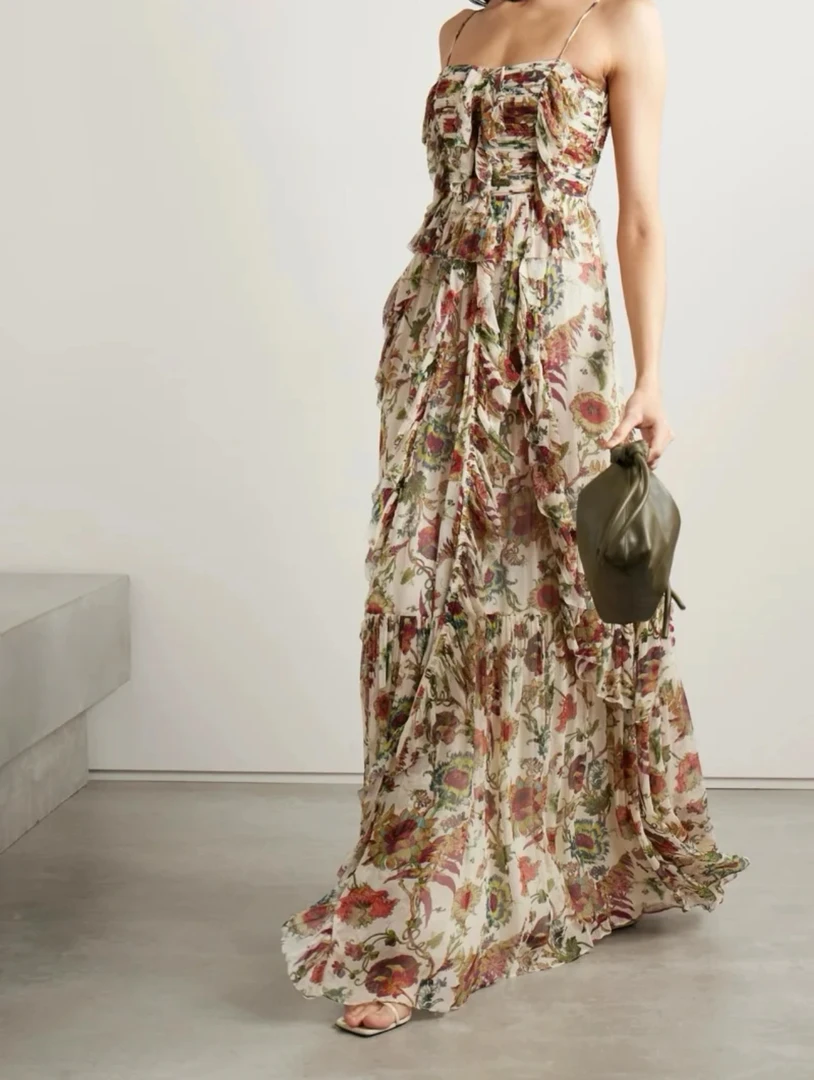 气质碎花吊带连衣裙