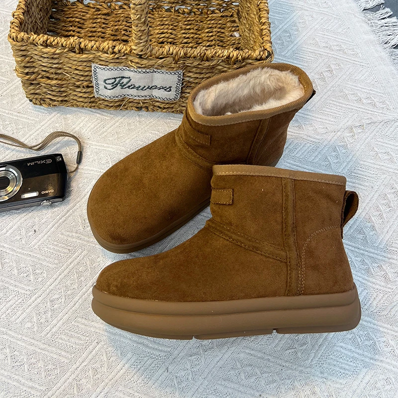 新款复古雪地靴女2025冬季加绒加厚保暖棉鞋厚底短靴百搭靴子