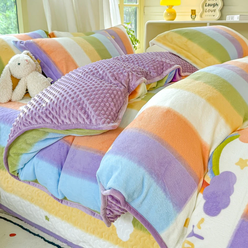 【主播推荐】-豆豆绒四件套加厚夹棉床盖款