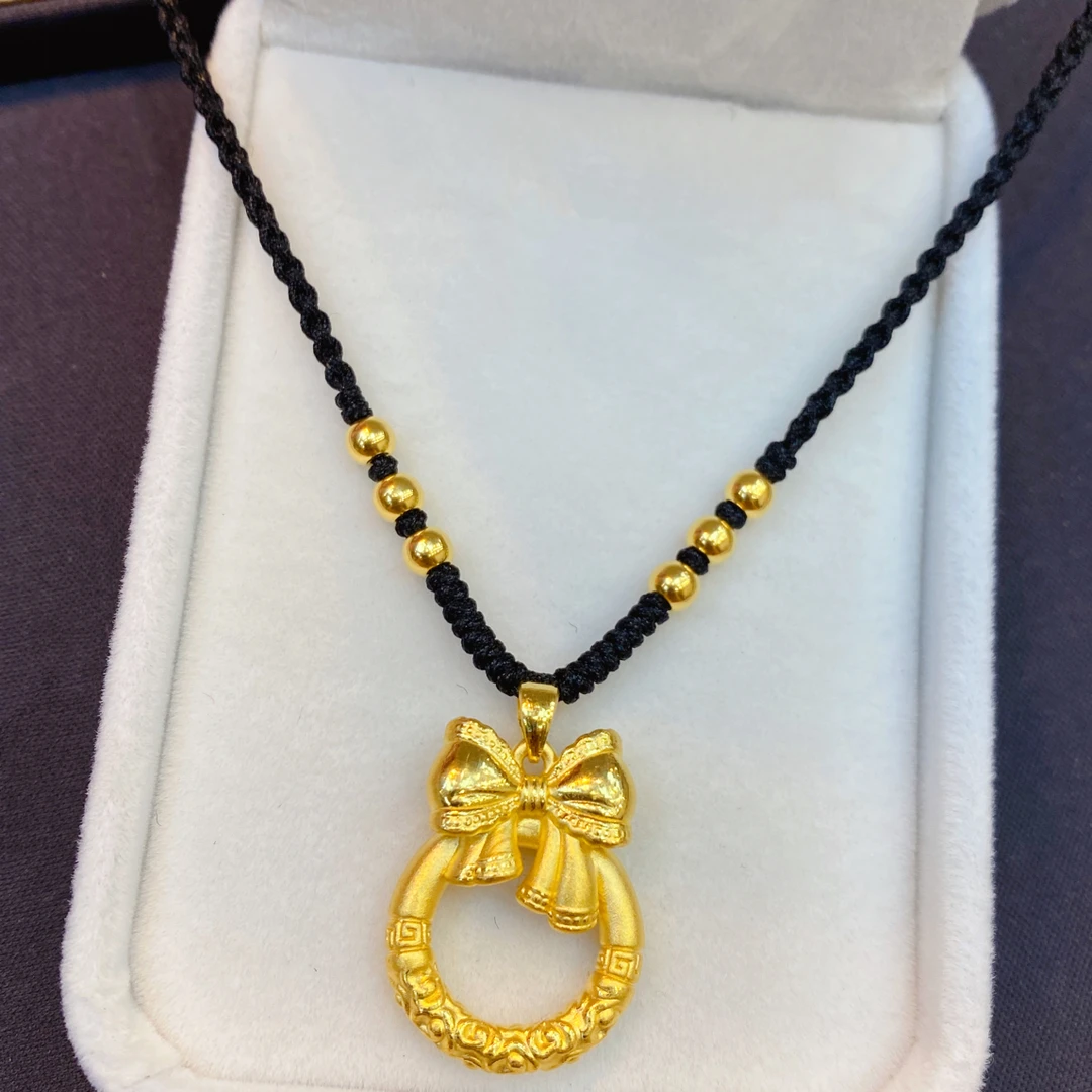 足金999蝴蝶结编绳项链