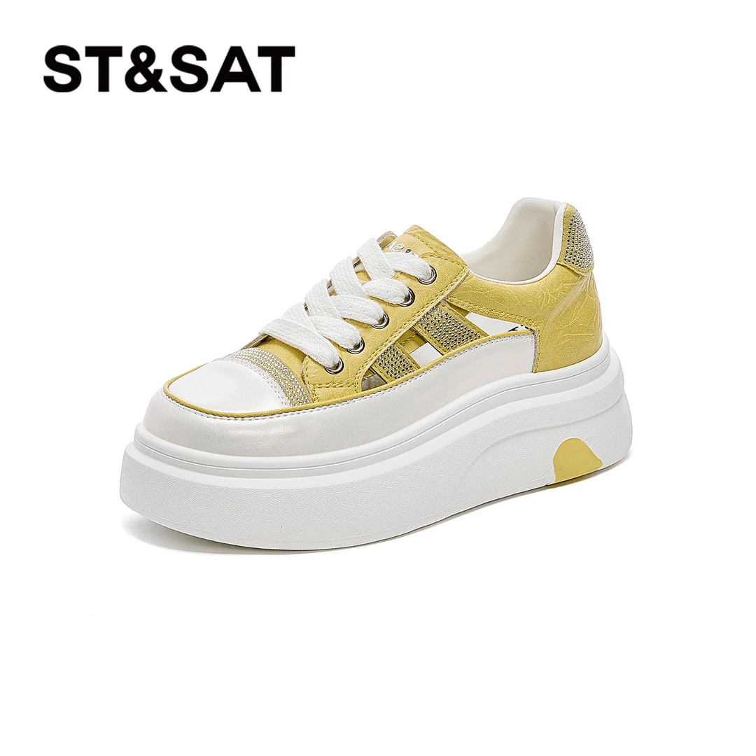 星期六内增高透气小白鞋增高时尚休闲鞋春季百搭松糕鞋ins