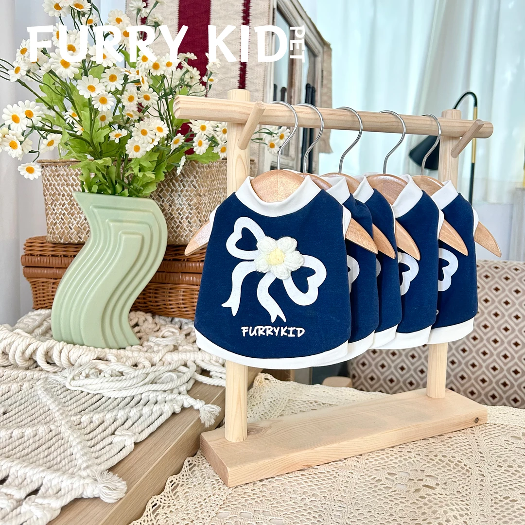 FURRYKID「甜花酿」早秋款~韩系立体花朵狗狗衣服清新撞色可爱卫衣
