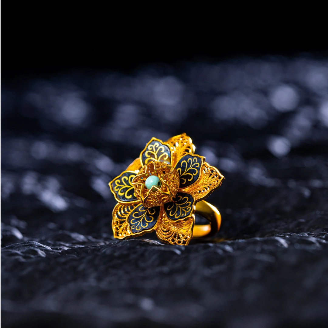 【佳佳专属】茶周边 乌铜走金 天工繁花花丝银镀金上手配件 WTZY505