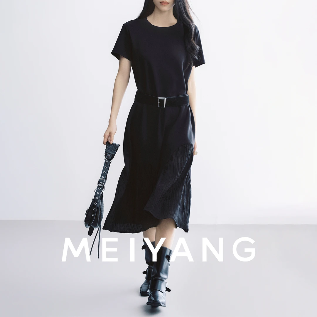 A美洋MEIYANG 黑尾鱼连衣裙【商场同款】双面拉架鱼尾拼接长裙-周四