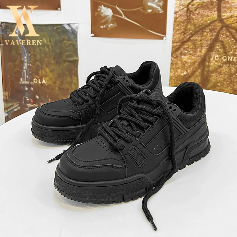 2025春夏季新款ins小众情侣鞋厚底板鞋百搭黑武士增高男女鞋休闲