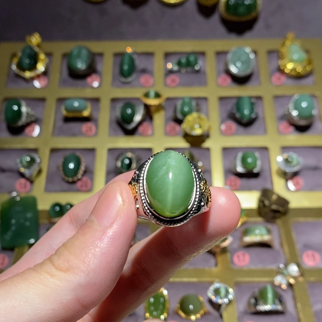 雨***醉和田玉（碧玉）未镶嵌戒指