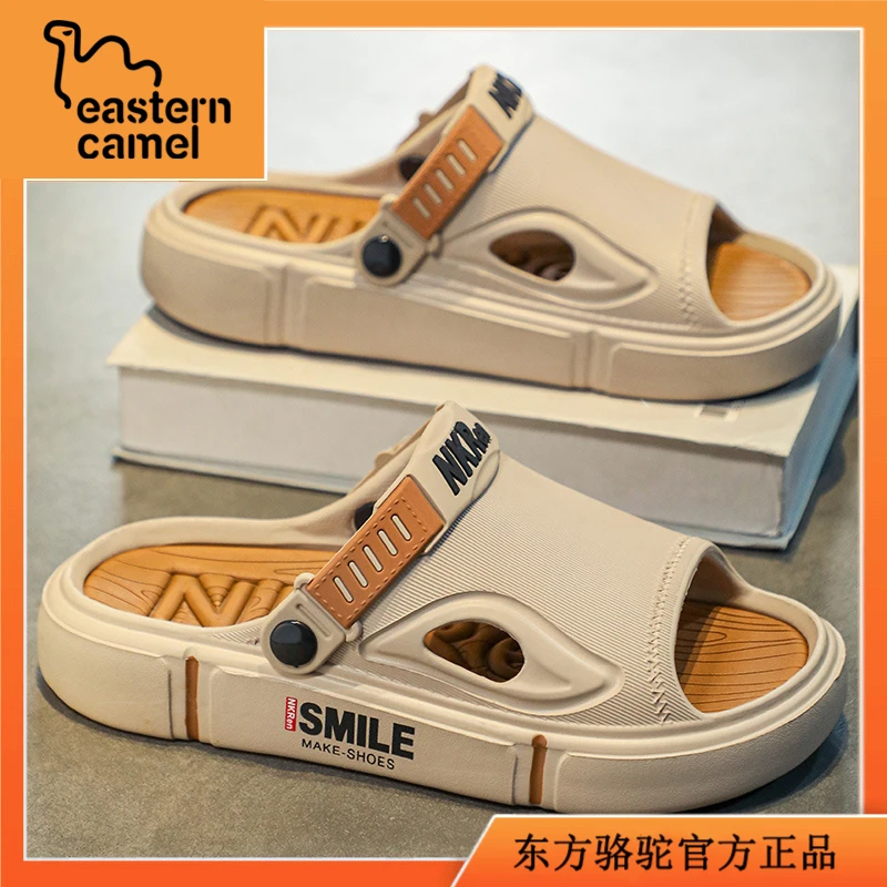 东方骆驼凉拖鞋夏季男士百搭潮流户外厚底踩屎感一字拖运动沙滩鞋