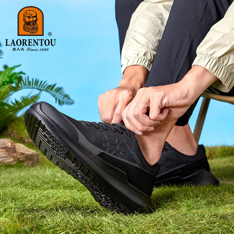 老人头运动鞋男2025春季新款网面透气板鞋潮流厚底轻便休闲鞋男