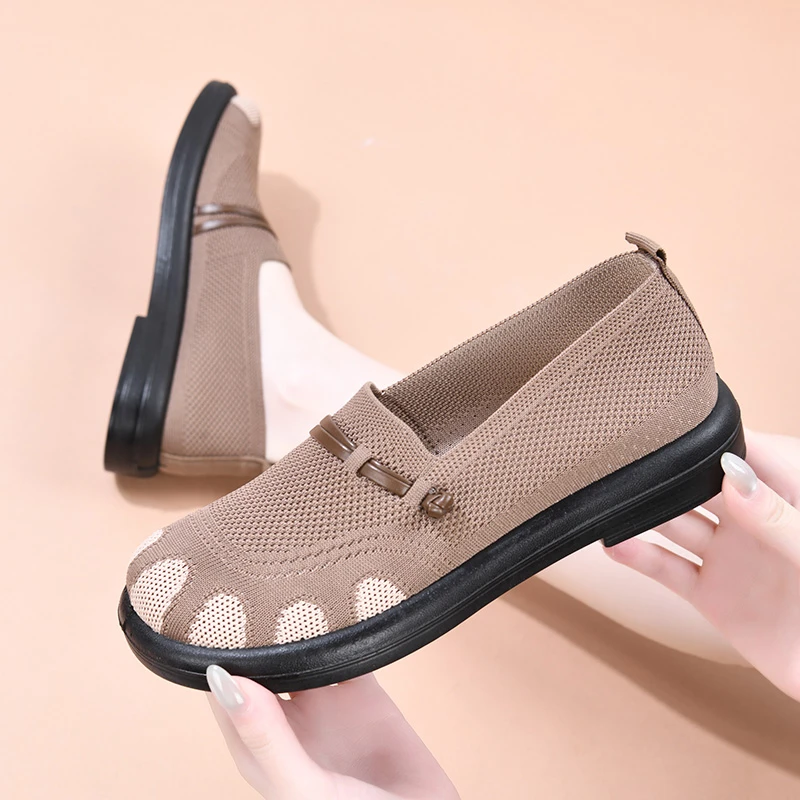 春夏季布鞋印花透气防滑软底网面平底老北京布鞋网面浅口超轻单鞋