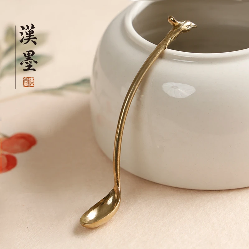 龙凤铜勺 仿古水勺文房四宝赠礼书法取水添水磨墨研墨用可爱造型