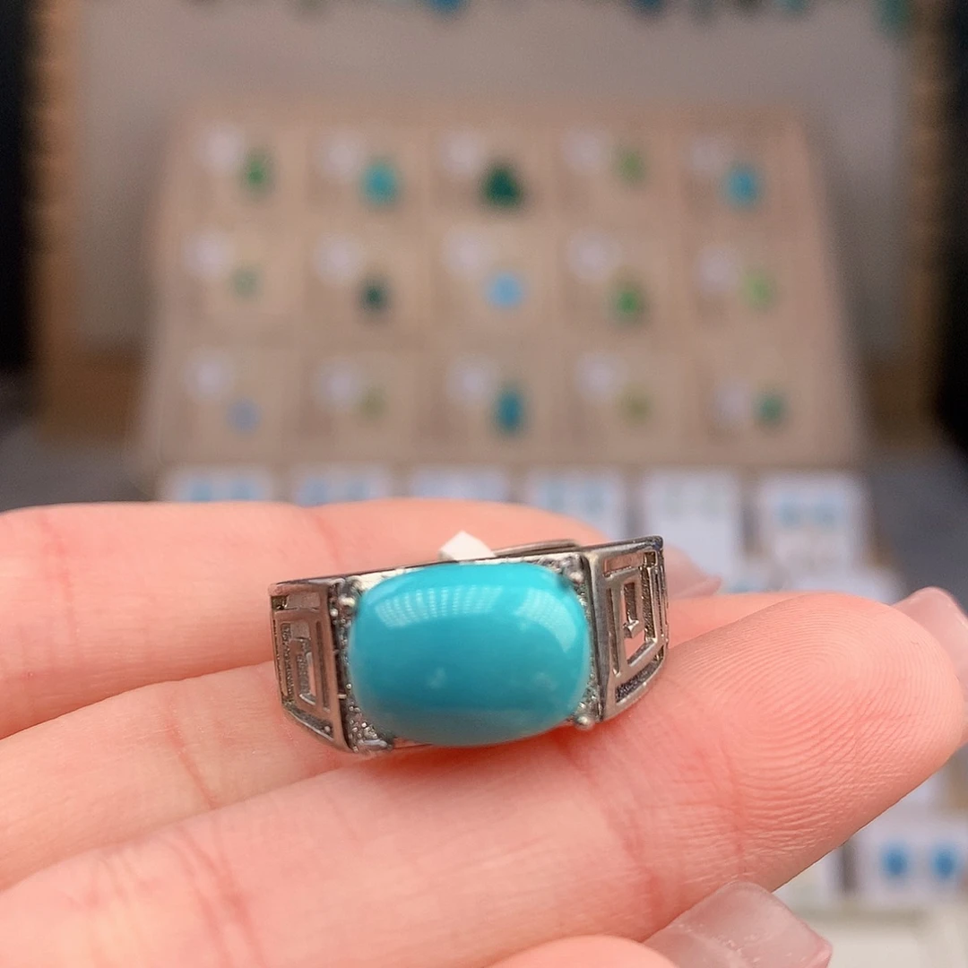 绿松石银S925镶嵌戒指