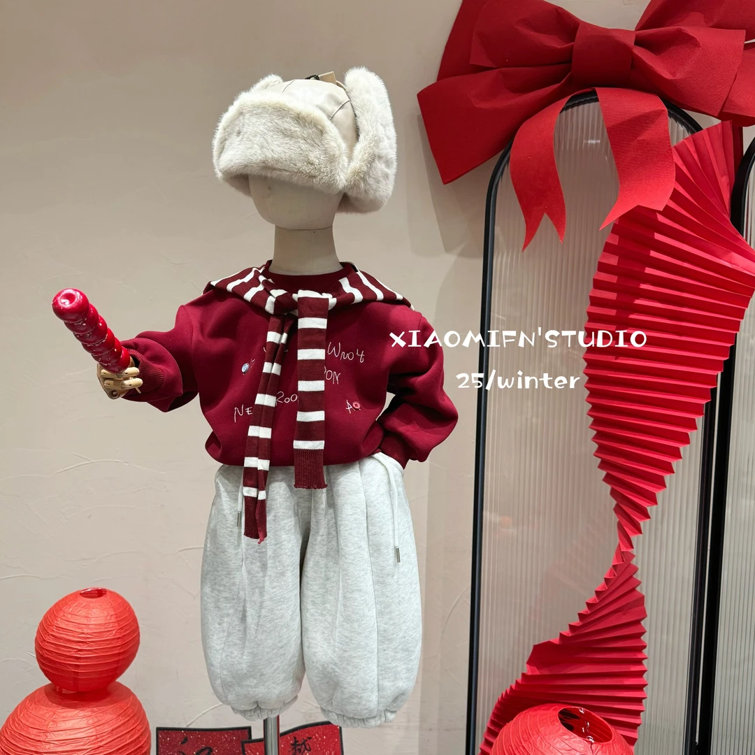 儿童卡通披肩加绒卫衣2025秋冬韩版男童装洋气痞帅宽松宝宝99720