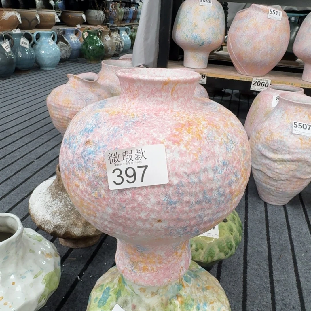 阳***儿陶摆件景德镇高温花瓶编码397高30口8默认无孔