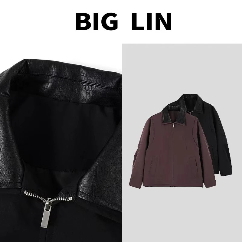 BIG林 美式复古工装夹克2025秋季户外假两件翻领外套男士 DT012