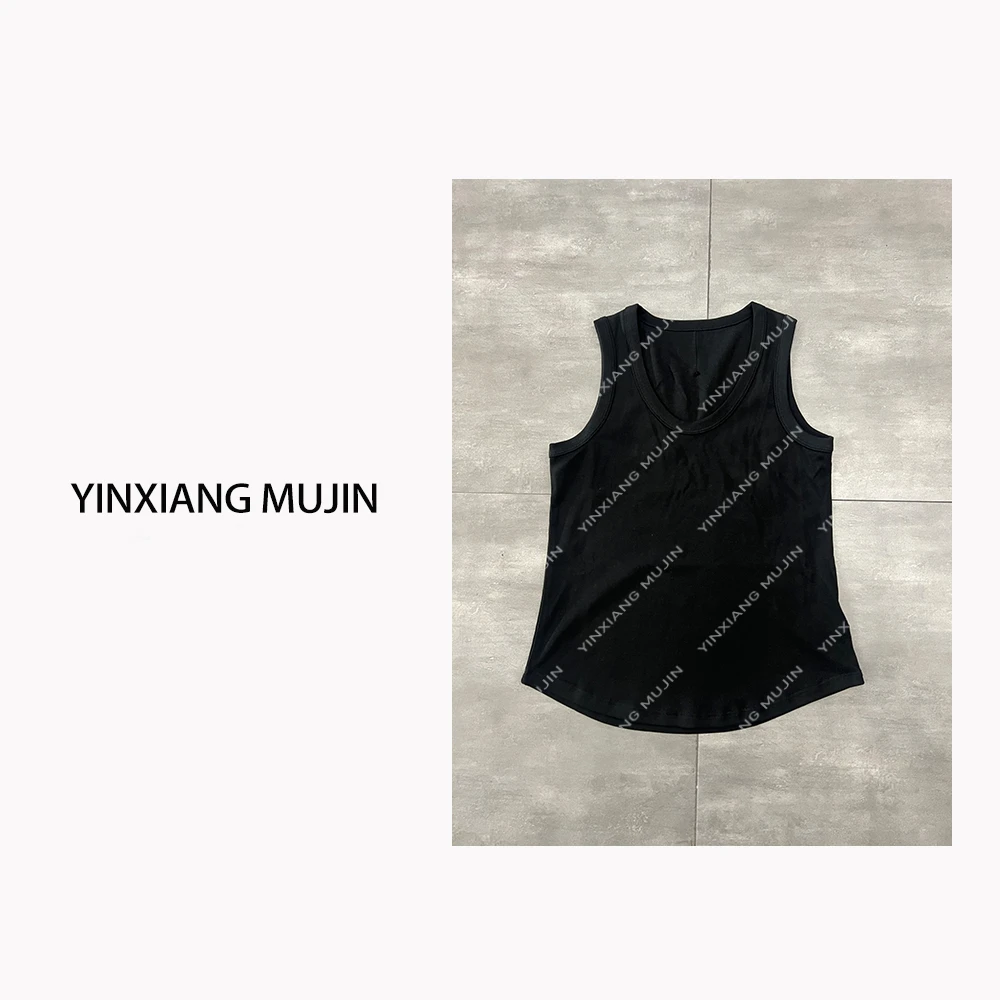 【YINXIANGMUJIN】后圆牌背心 设计感无袖百搭简约上衣女士黑色