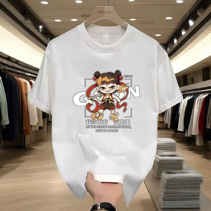 学生纯白t恤男款大码圆领青少年情侣蛇国潮T恤短袖inst恤