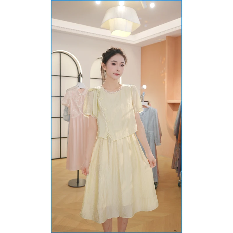 M0995 夏季新款高档洋气新中式收腰显瘦气质妈妈连衣裙女时尚