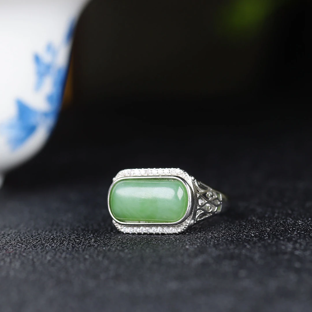 010454和田玉碧玉戒指