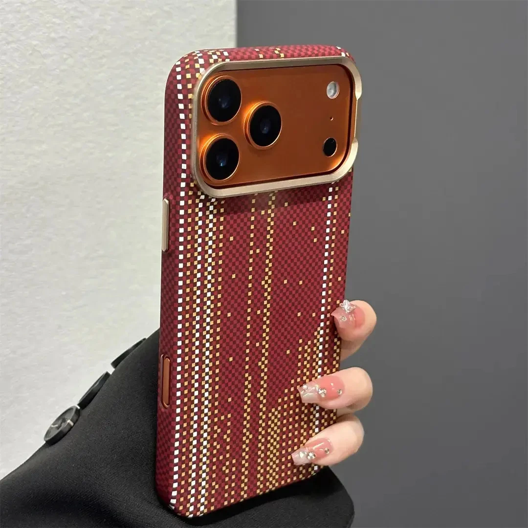 适用苹果17手机壳16pro磁吸iphone17promax凯夫拉纹15防摔14pm