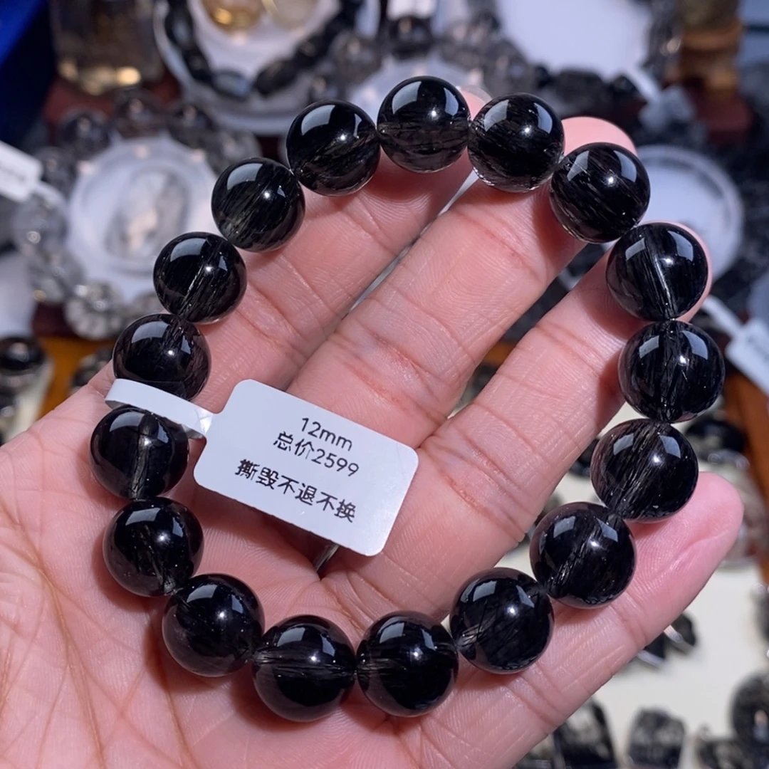 未镶嵌手链水晶黑发晶全透体满发顺发12mm