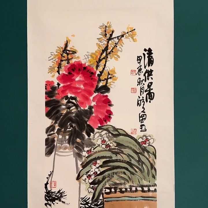 国画单老师画作画作