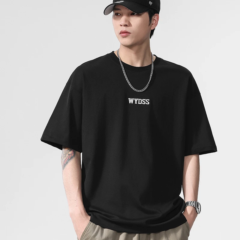 2025新款短袖男夏季棉t恤重磅男生美式男装圆领简约半袖上衣7308