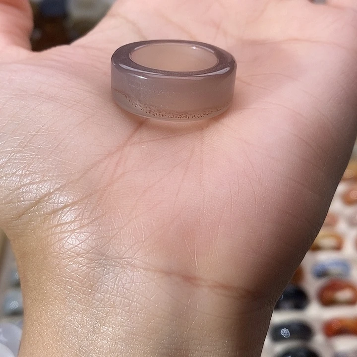 玛瑙/玉髓未镶嵌戒指A 40不退换港15直径17.1抛光印