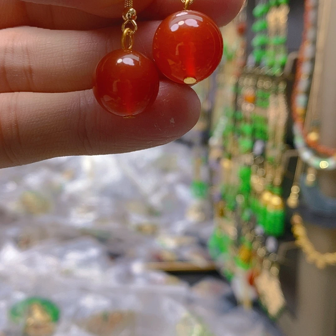 玛瑙/玉髓耳钉合金玛瑙