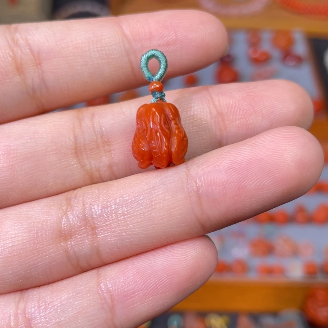 未镶嵌白菜满肉柿子红南红玛瑙