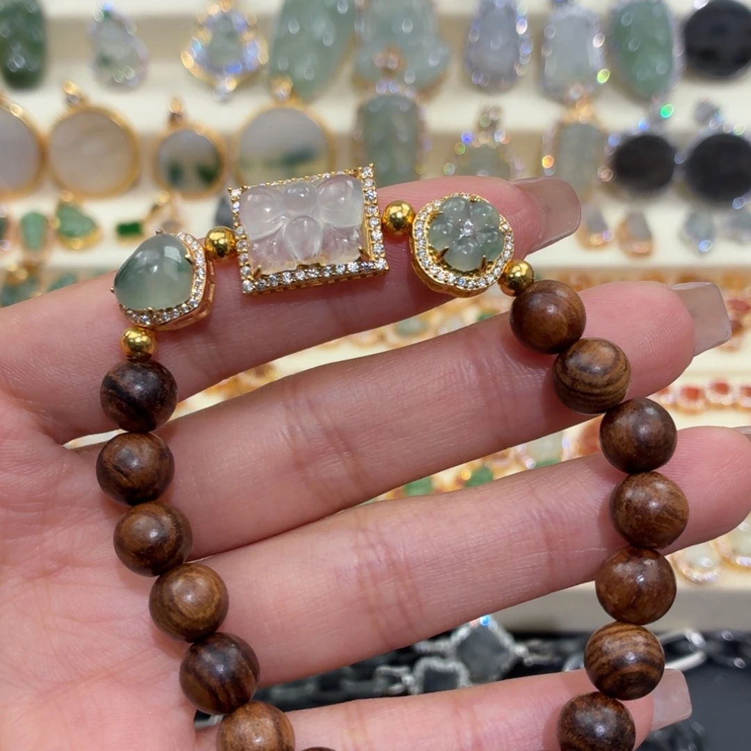 翡翠银S925镶嵌颈饰手串