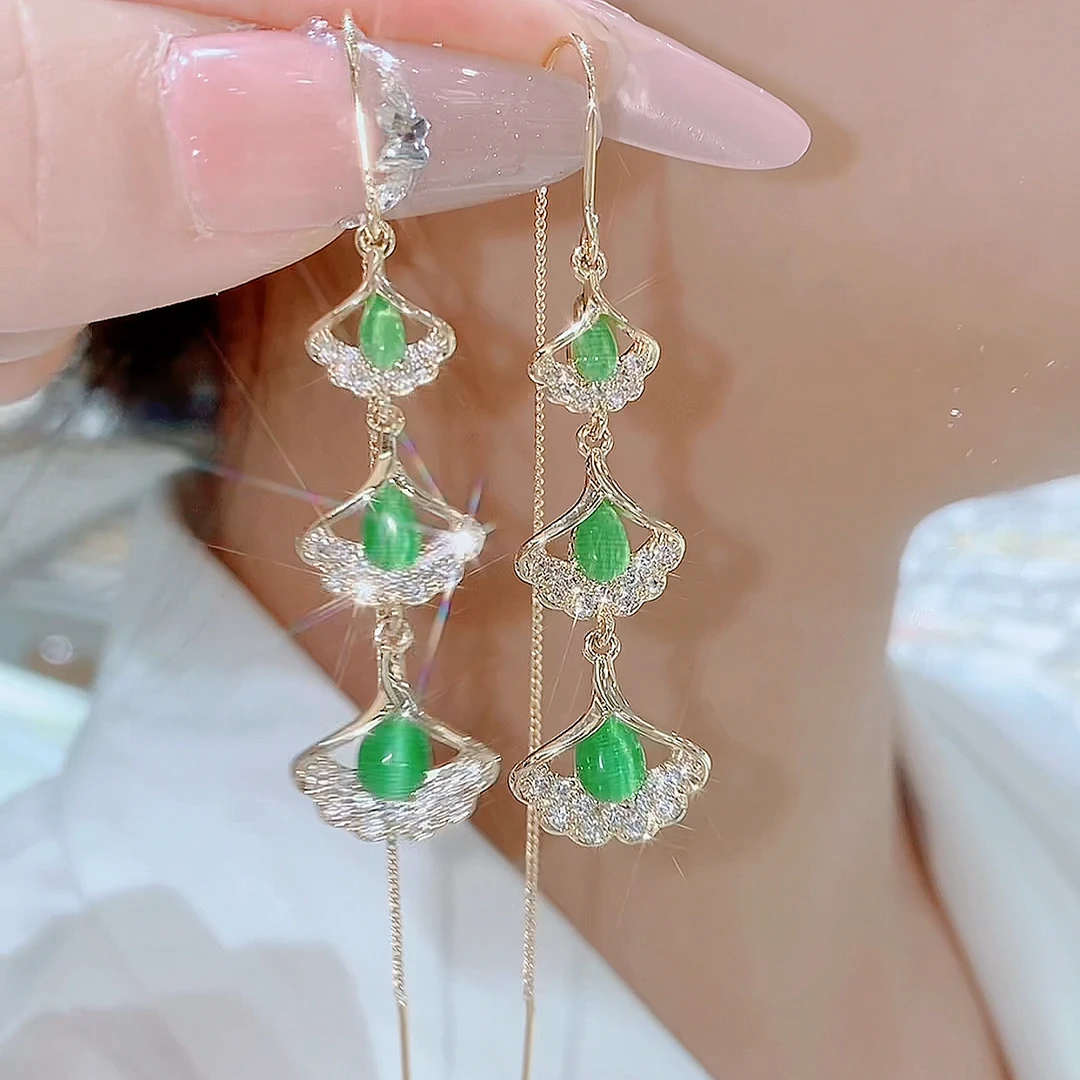 铜合金玻璃耳饰 491-温柔S925银针《三生有杏》气质时尚耳环