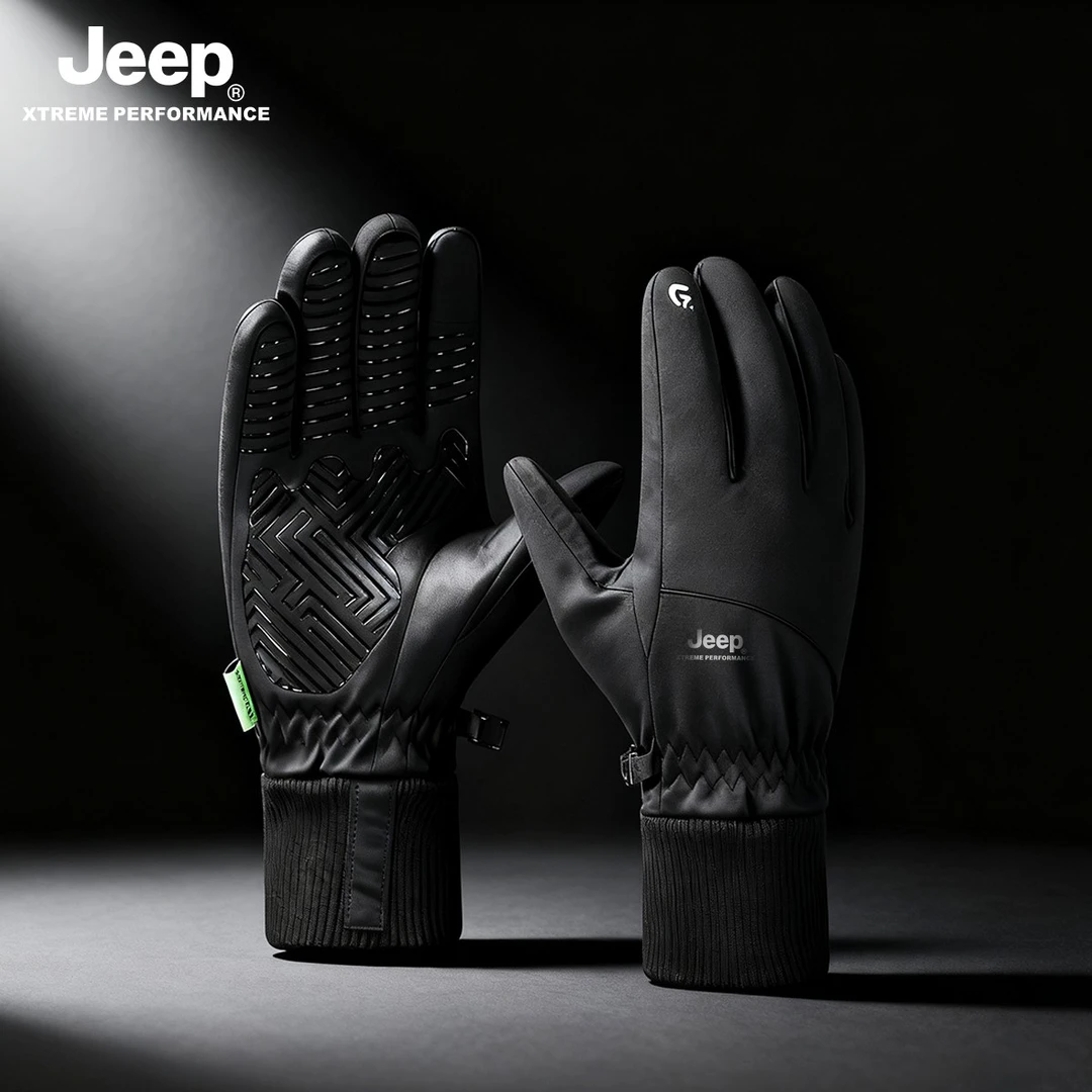 JEEP/吉普手套男冬季新款保暖户外防风防寒加绒触屏防滑骑行手套