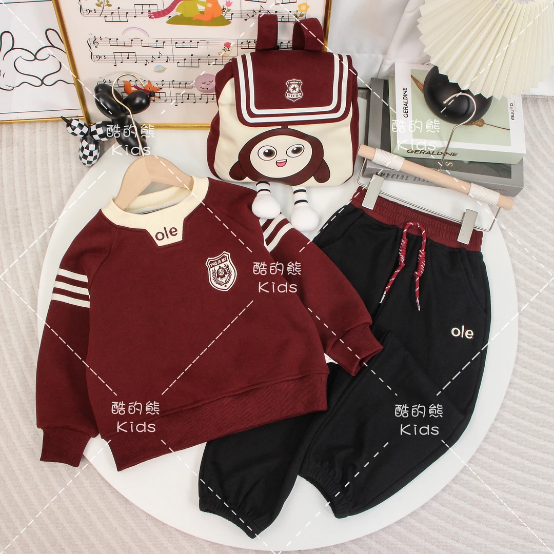 2025儿童秋季新品运动风套装男童女童卫衣裤中大童俩件套D3S5-916