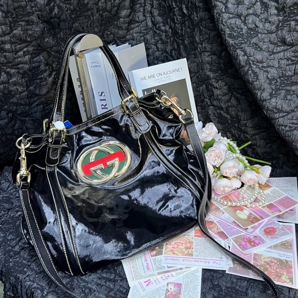 95新 GUCCI/古驰 古驰Gucci双G大 logo机车托特包