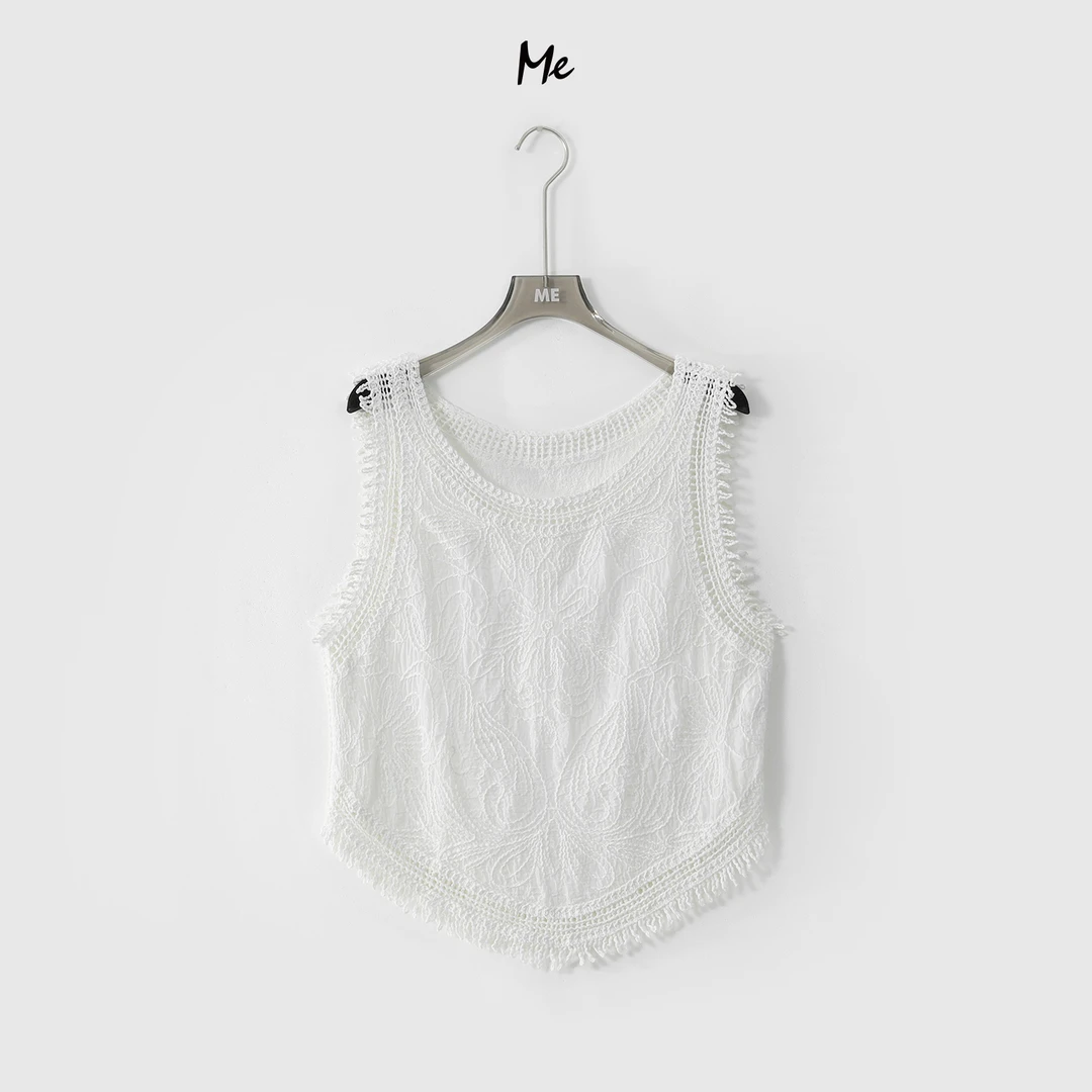 ME【半岛流苏背心】镂空流苏透气显瘦舒适百搭休闲背心MESS4356