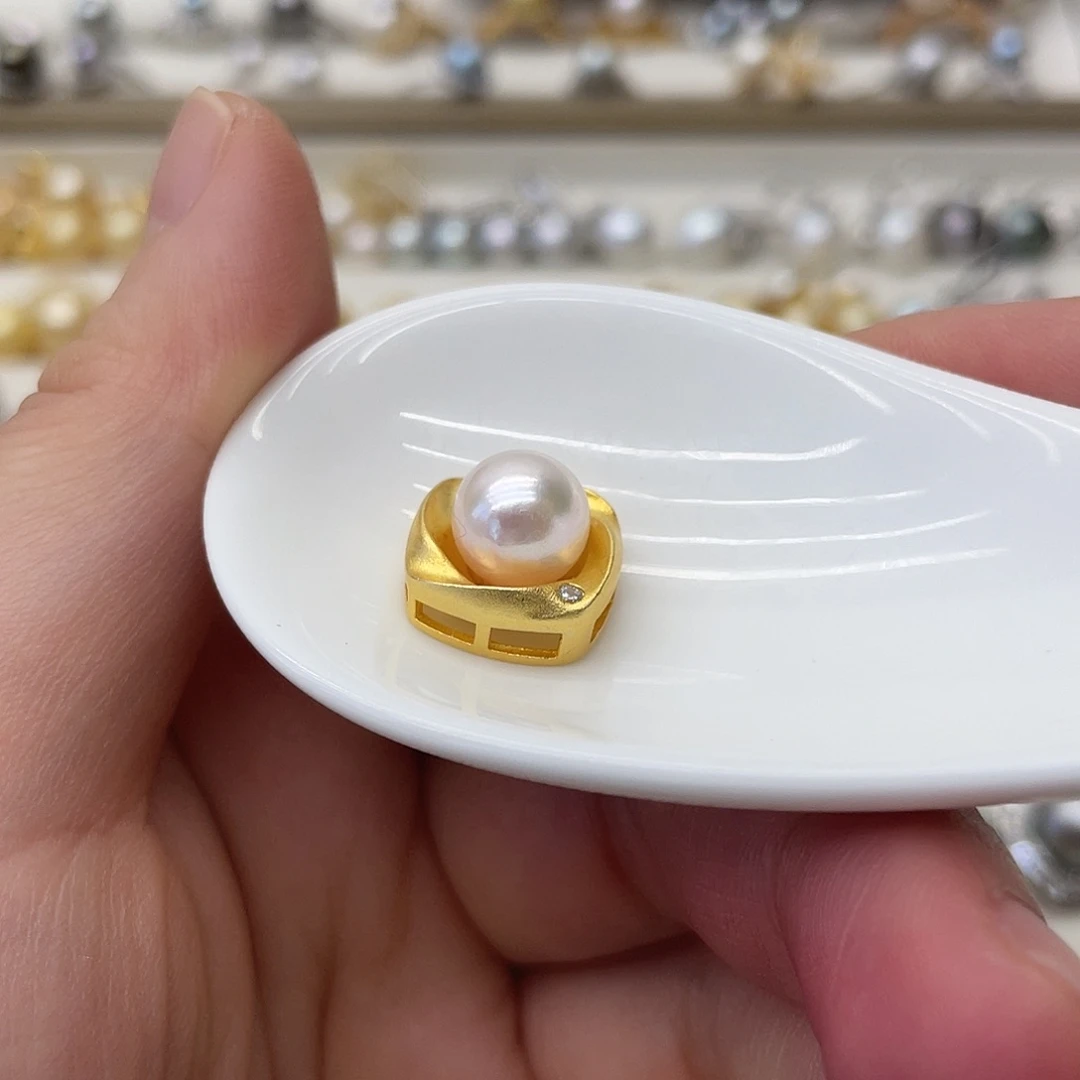 海水珍珠银S925镶嵌吊坠(不含链)