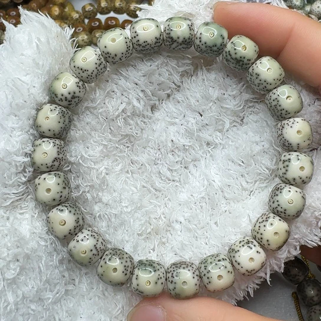 星月菩提手串10老型半壁大圆眼同枝老料石玉