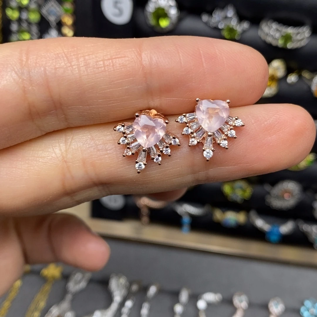 银S925镶嵌耳饰芙蓉石