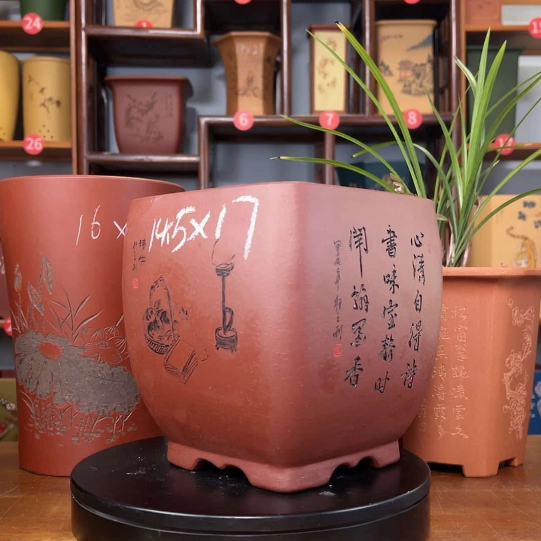 【闪购商品】紫砂花盆白*周之夏精品紫砂花盆