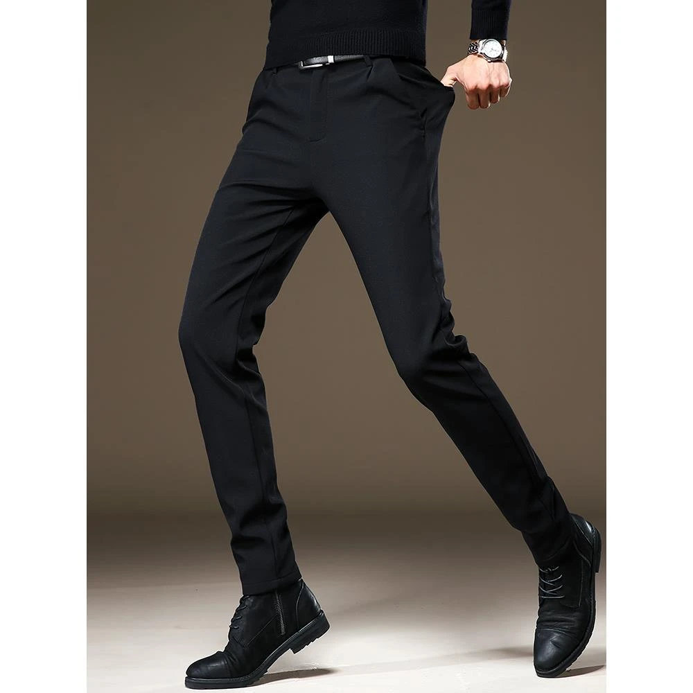 2025秋季新款高品质休闲裤男士韩系修身小脚通勤免烫抗皱西装长裤