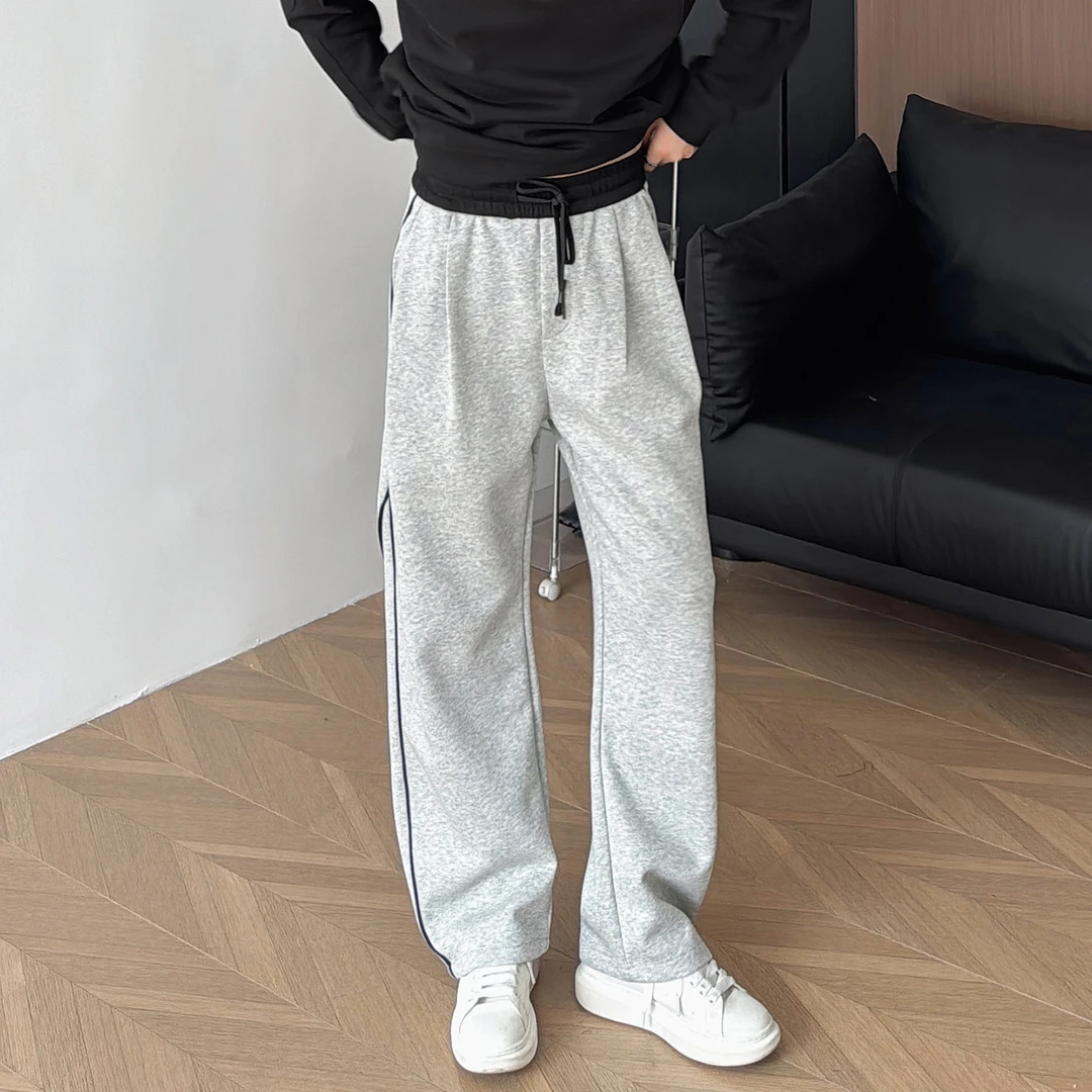 朱渣渣高级感运动裤男直筒宽松条纹潮牌痞帅垂感阔腿休闲健身长裤