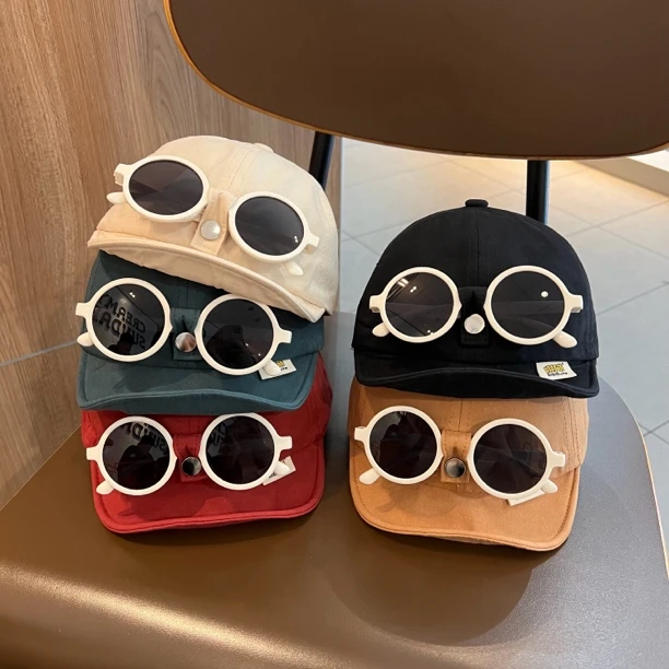 【奶酷风】宝宝帽子春夏季可拆眼镜软檐鸭舌帽男女童潮酷出游遮阳帽