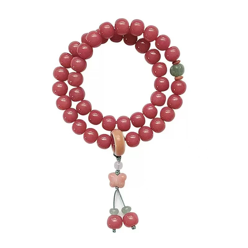 菩提根（蜜桃四季春）女生双圈绕指柔中式国风盘玩根念珠手持