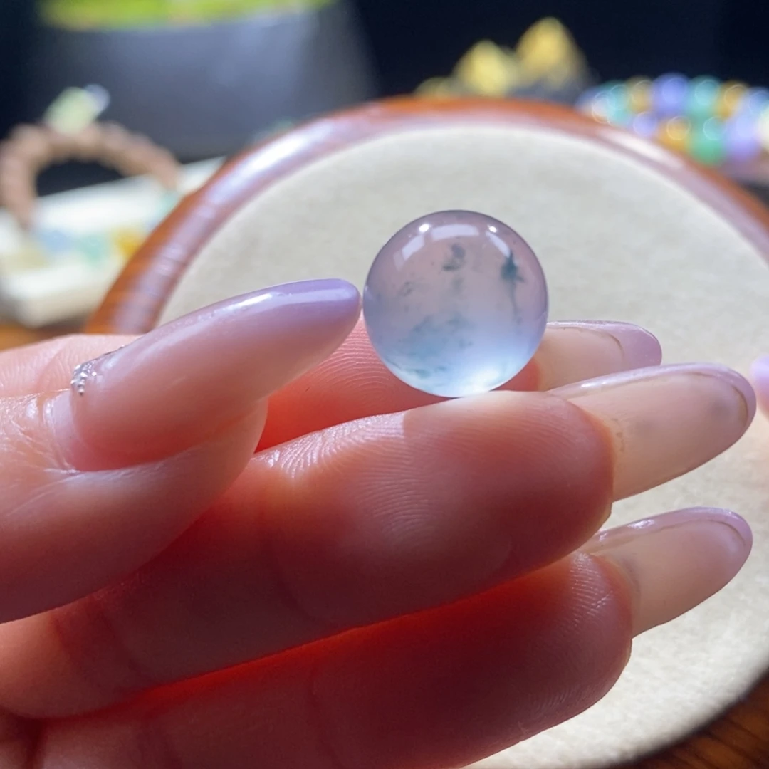 翡翠未镶嵌颈饰翡翠蓝钢飘花珠