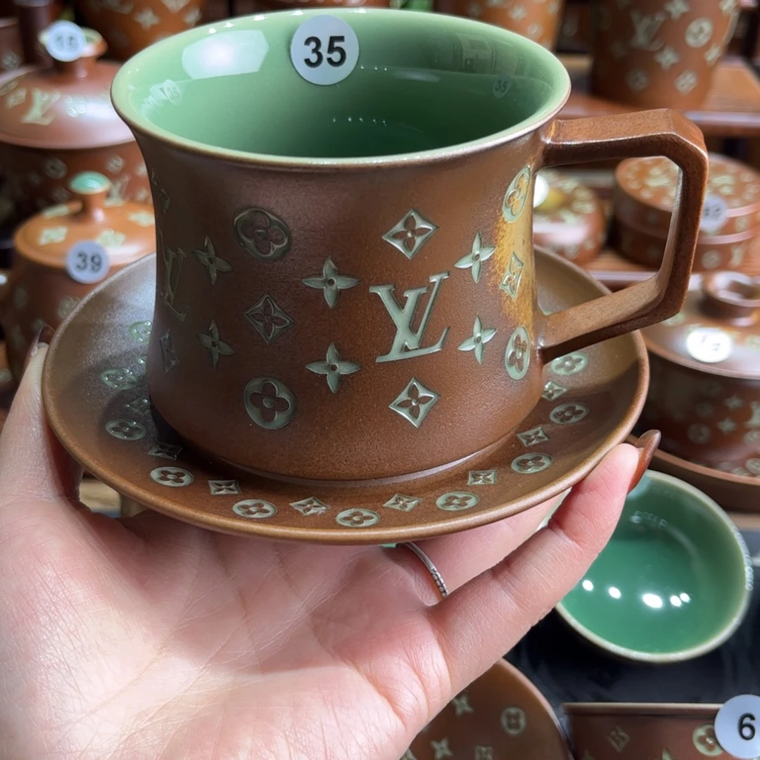 万***）草木灰老花咖啡杯