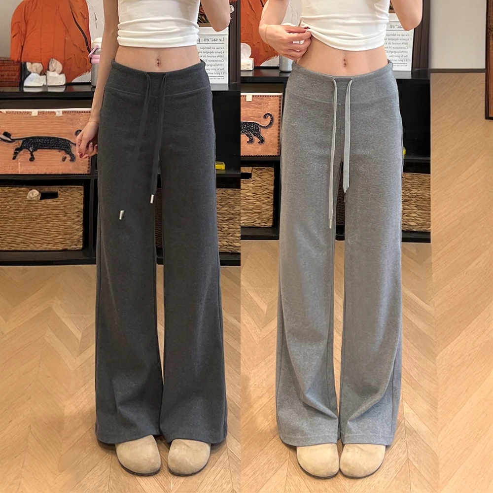 美式直筒运动裤女夏季2025新款小个子高腰宽松春秋款休闲阔腿卫裤