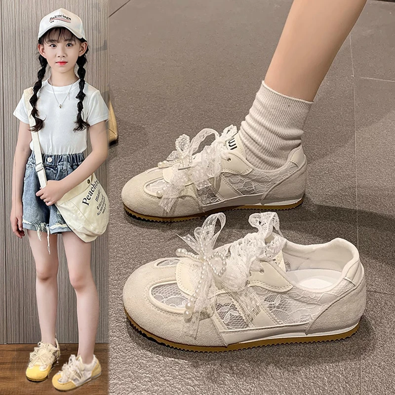 女童鞋子6-12岁潮款儿童运动鞋秋季高颜值网面透气网鞋公主德训鞋